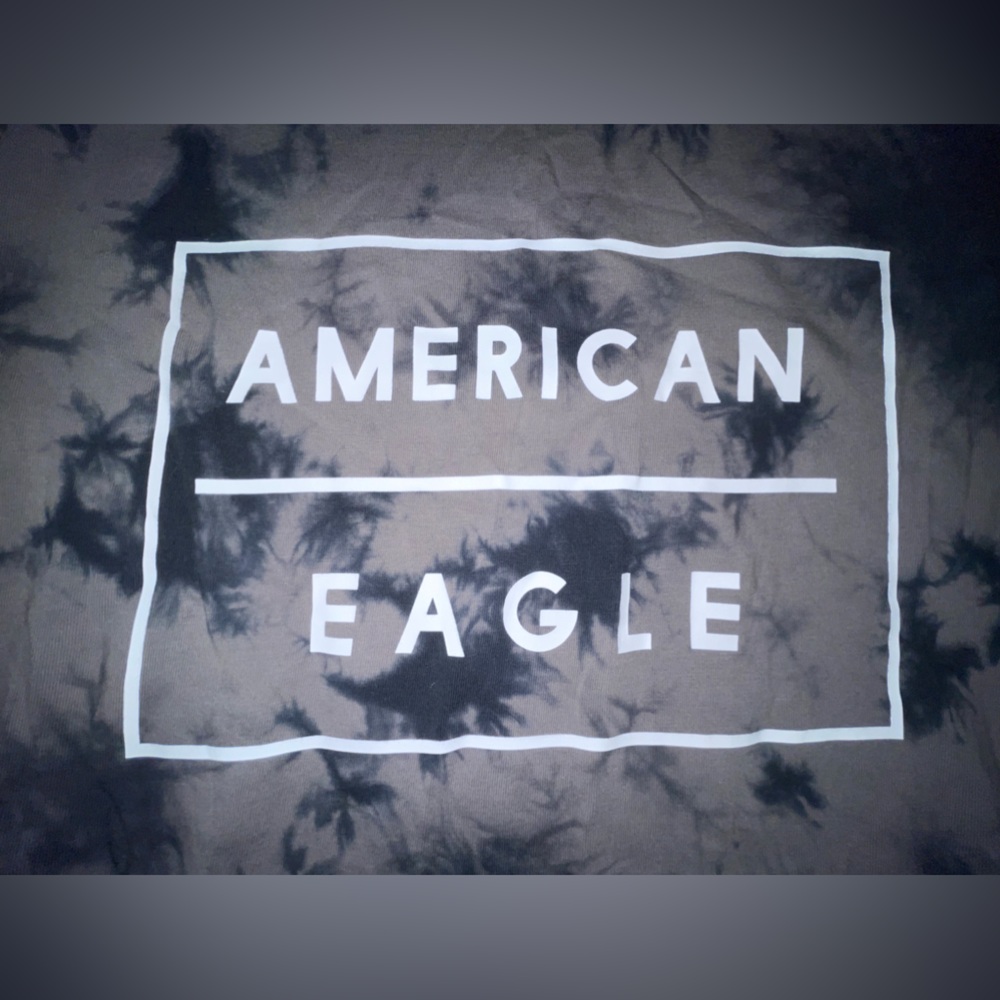 Size Small Black and Grey Tye-Dye American Eagle Tee